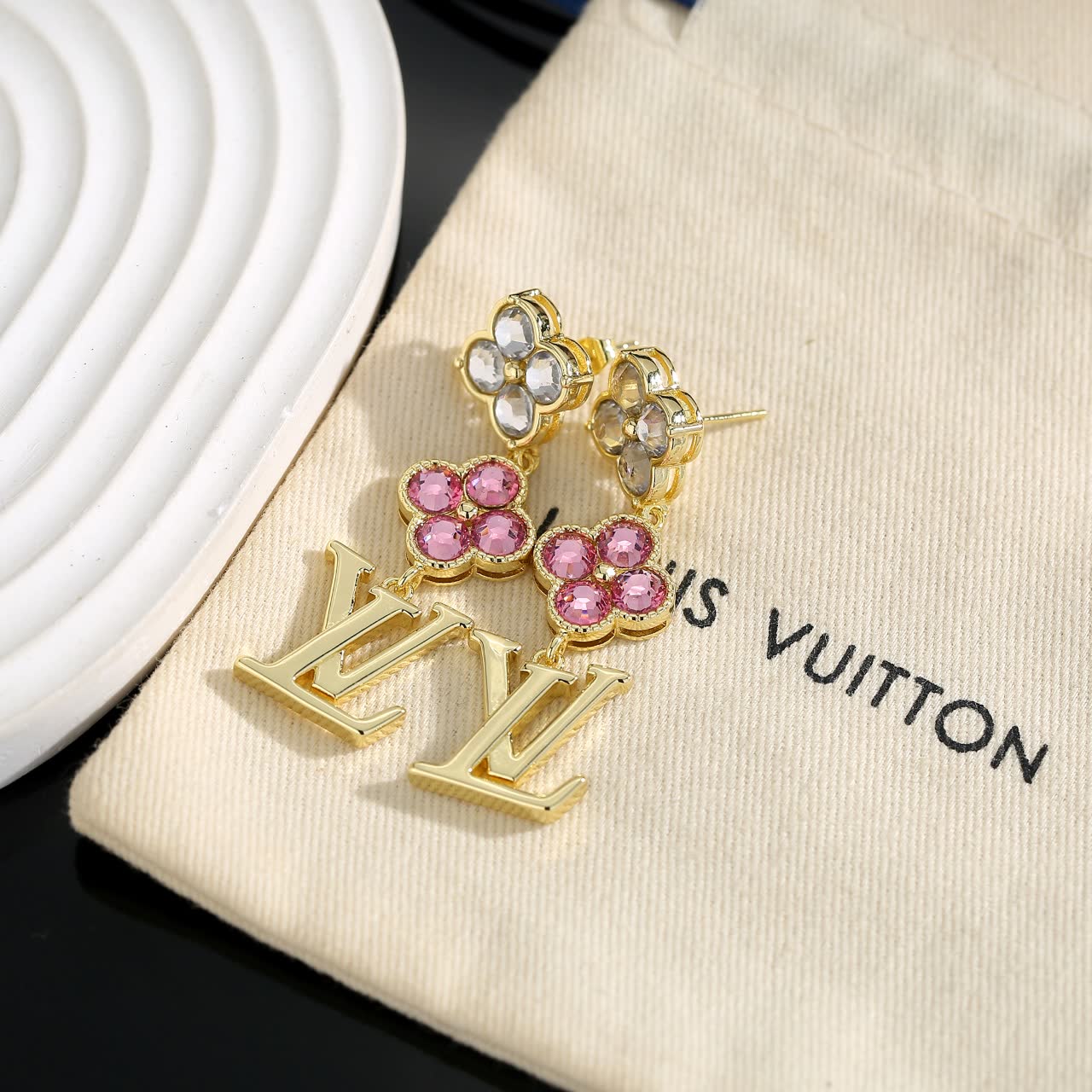 Louis Vuitton Pink Crystal Earrings
